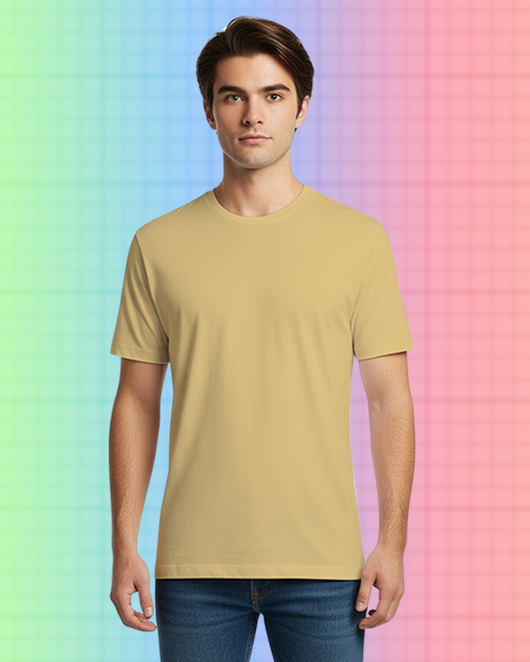 Beige Plain Classic Standard T-Shirt